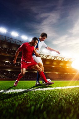 Futbolcular eylem panorama içinde