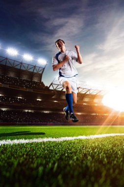 Eylem günbatımı futbol oyuncusu