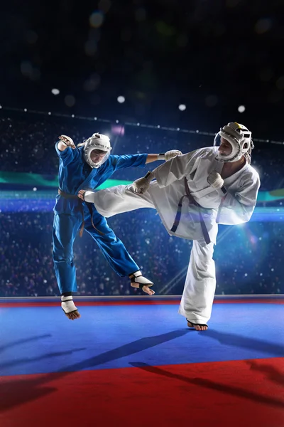 Dois kudo lutadores estão lutando na grande arena — Fotografia de Stock