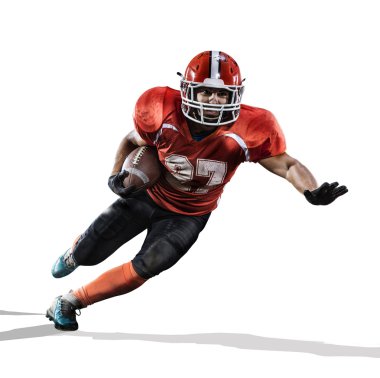 eylem üzerinde beyaz izole Amerikan futbolu oyuncusu