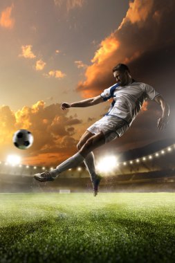 Futbolcu günbatımı Stadyumu arka plan eylem içinde