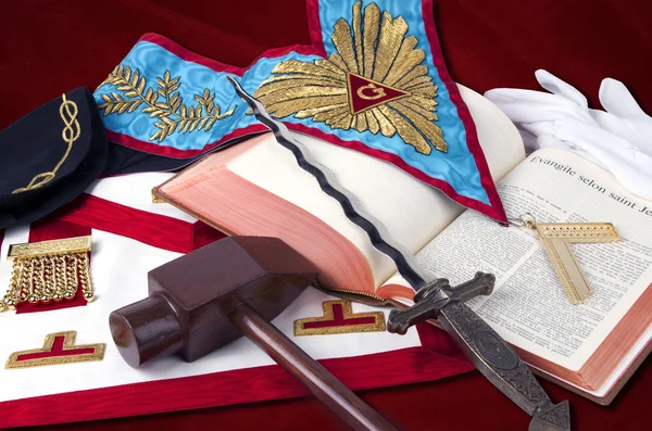 Freemasonry symbolic objects of Worshipful MasteR — Stock Photo, Image