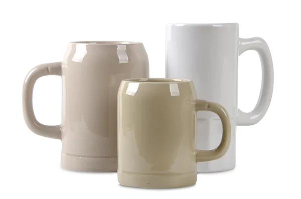 Three ceramic beer mugs — Stock Photo, Image