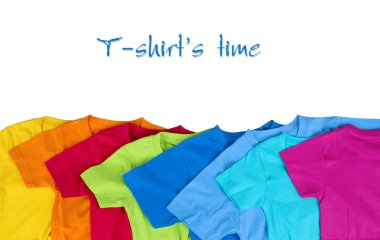 colorful t-shirts on white background clipart
