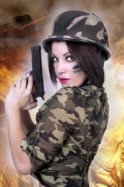 Sexy soldier woman — Stock Photo, Image
