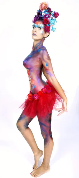 Body-painted girl.Carnival concept — Stock Photo, Image