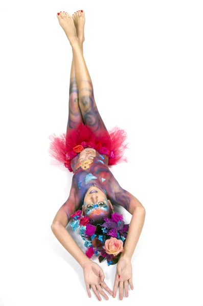 Body-painted girl.Carnival concept — Stock Photo, Image