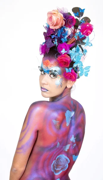 Body-painted girl.Carnival concept — Stock Photo, Image