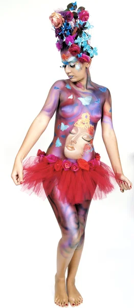 Body-painted girl.Carnival concept — Stock Photo, Image