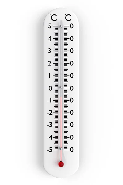 Weißes Kunststoff-Thermometer isoliert auf weiss Stockbild