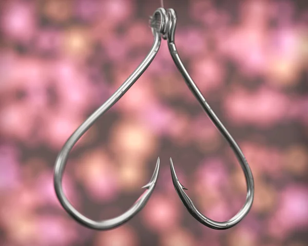 Two hanging hooks on abstract bokeh background — Stock Photo, Image