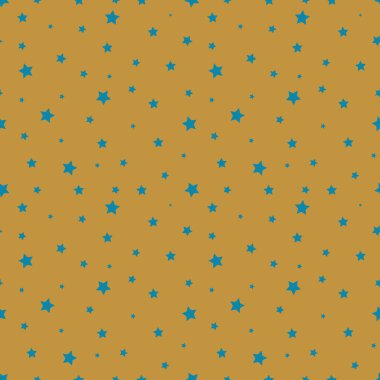 Sarı zemin üzerinde parlak, pürüzsüz desenli mavi yıldızlar. Parti için vektör soyut dekorasyonu, doğum günü kutlaması, yıldönümü veya etkinlik, xmas duvar kağıdı, örtü, kumaş, tekstil