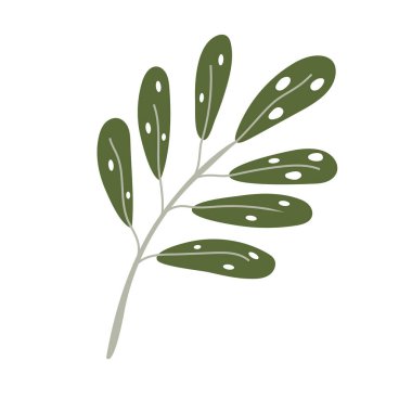 Noel ökseotu ya da öpücük dalı. Xmas ev dekorasyonu. Element Yeni Yıl dekorasyonu ve konfor. Karalama biçiminde beyaz arkaplan üzerindeki izole vektör nesnesi.