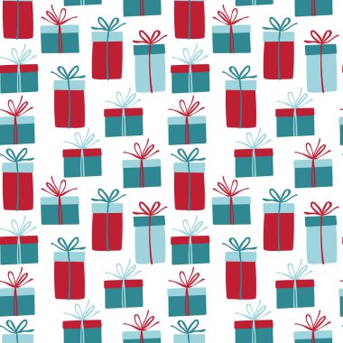 Kusursuz desenli, fiyonklu hediye kutuları. Doğum günü hediyesi, Noel, yeni yıl. Tebrik kartları, davetiyeler, posterler, ambalaj kağıtları, kumaş resimleri.