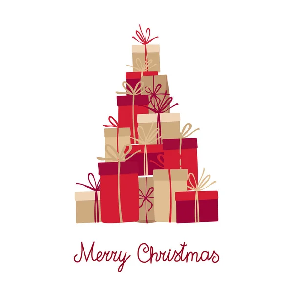 Рождественская Ёлка Подарочных Коробок Новым Годом Рождеством Реалистичные Коробки Подарков — стоковый вектор
