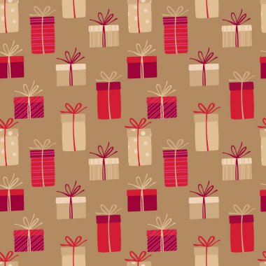 Kusursuz desenli, fiyonklu hediye kutuları. Doğum günü hediyesi, Noel, yeni yıl. Tebrik kartları, davetiyeler, posterler, ambalaj kağıtları, kumaş resimleri.