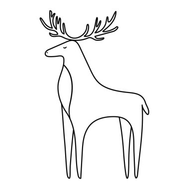Noel geyiğinin vektör çizimi. Bir çizgi tasarımı geyik silueti. El yapımı minimalist stil. Düğün, yıldönümü, doğum günü, davetiyeler, logo, bebek partisi vesaire için tasarım.