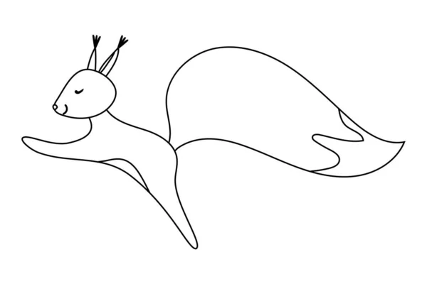 Happy Squirell Διανυσματική Εικονογράφηση Χέρι Που Στυλ Doodle Εορταστική Διακόσμηση — Διανυσματικό Αρχείο