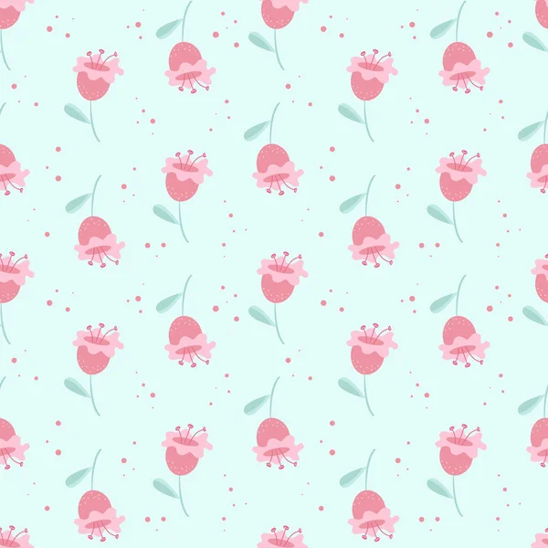 Motif Vectoriel Sans Couture Avec Des Fleurs Roses Délicates Stylisées — Image vectorielle