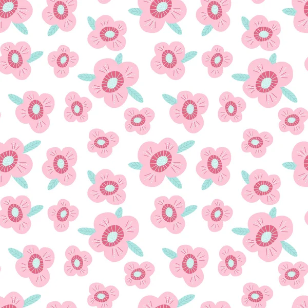 Motif Vectoriel Sans Couture Avec Des Fleurs Roses Délicates Stylisées — Image vectorielle