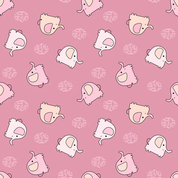 Modèle sans couture avec des éléphants multicolores mignons sur un fond rose. Fond de bébé vectoriel idéal pour le tissu et le textile, les vêtements et la literie de bébé, les conceptions d'emballage, les cartes et les bannières — Image vectorielle