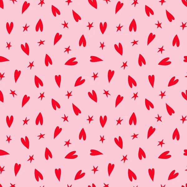 Vector monocromo patrón romántico sin costuras con corazones. Se puede utilizar para el papel pintado, relleno de patrones, fondo de página web, texturas superficiales. Precioso fondo repetible vector rojo y blanco — Vector de stock