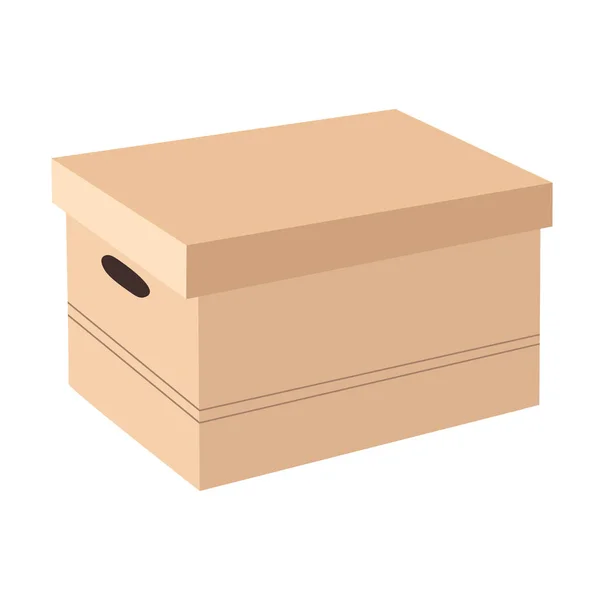 Vector illustration realistic brown craft paper box is closed with a lid. Delivery, parcel or packaging cardboard boxe — Stock Vector