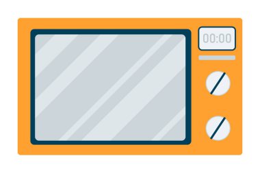 Vektör illüstrasyon mikrodalga ön görünümü. Elektrikli fırın, mutfak aletleri izole elementler. Yemek pişirmek için kullanılan otomatik bir cihaz.
