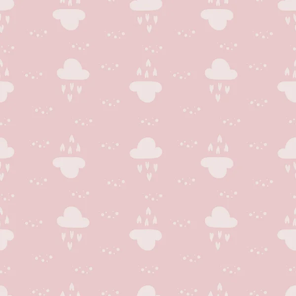 Mignon Motif Sans Couture Avec Des Nuages Des Cœurs Pour — Image vectorielle