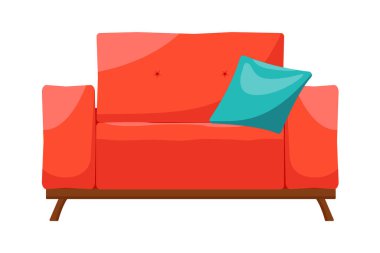 Oturma odası için vektör çizimi rahat koltuk, mobilyalı ev için modern koltuk tasarımı. Animasyon, illüstrasyon, sahne, arkaplan, çizgi filmde kullanılacak tasarım,