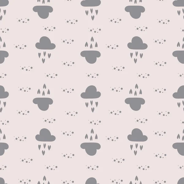 Mignon motif sans couture avec des nuages et des cœurs pour les vacances d'enfants. L'illustration vectorielle peut être utilisée pour le papier peint, le remplissage de motifs, le fond de page Web, la douche de bébé, les textures de surface. Conception pour les enfants — Image vectorielle