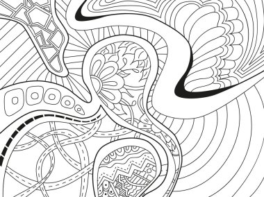 Çizgiler, dalga ve çiçekler ile arka plan.