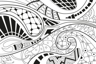 Çizgiler, dalga ve çiçekler ile arka plan.