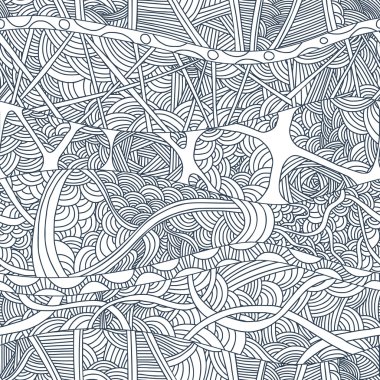 Soyut Dikişsiz desen çizilmiş doodle dalgalar ve çizgili.
