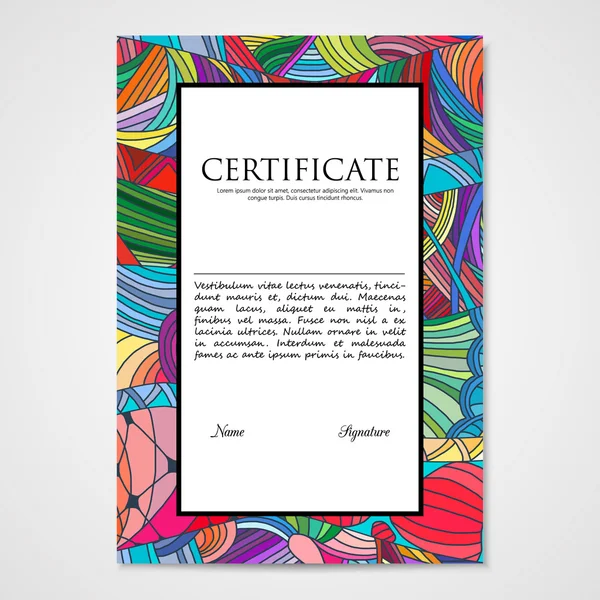 Graphic design template document with hand drawn doodle pattern. — Stock Vector