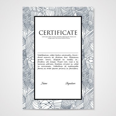 Grafik tasarım şablonu belge el çizilmiş doodle desenli.