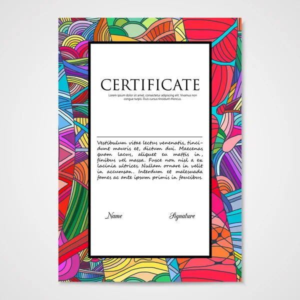 Graphic design template document with hand drawn doodle pattern. — Stock Vector