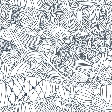 Soyut Dikişsiz desen çizilmiş doodle dalgalar ve çizgili.