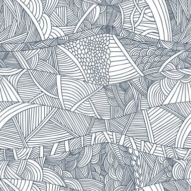 Soyut Dikişsiz desen çizilmiş doodle dalgalar ve çizgili.