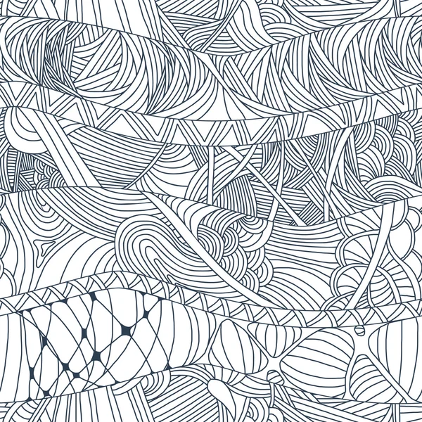 Modelli astratti senza cuciture con onde e linee scarabocchiate disegnate a mano . — Vettoriale Stock