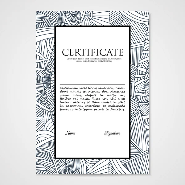 Graphic design template document with hand drawn doodle pattern. — Stock Vector