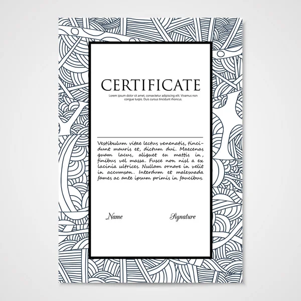 Graphic design template document with hand drawn doodle pattern. — Stock Vector