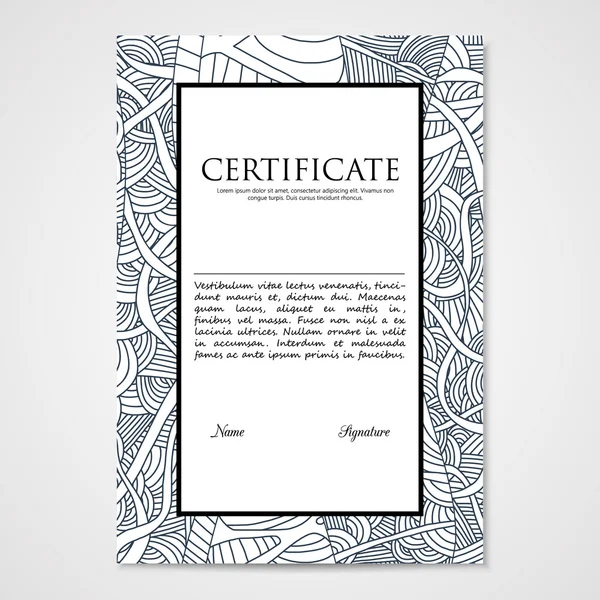 Grafisch ontwerp sjabloondocument met hand getrokken doodle patroon. — Stockvector