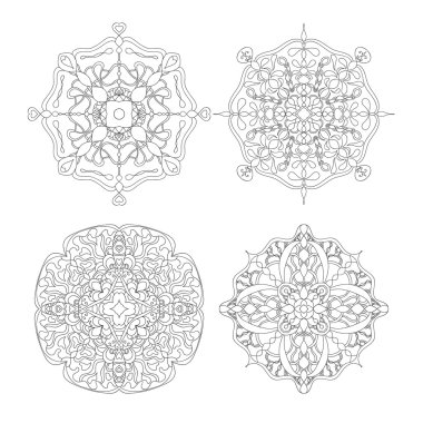 Dört daire soyut süs seti.