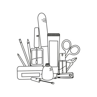 Manikür araçları ile güzellik arka plan.