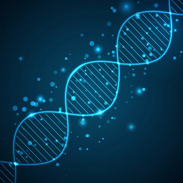 Fondo ligero abstracto con cadena de ADN . — Vector de stock