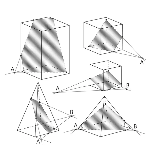 Image mathématique - sections de polyèdre. Fond géométrique . — Image vectorielle