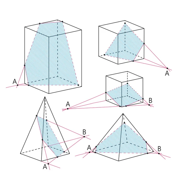 Image mathématique - sections de polyèdre. Fond géométrique . — Image vectorielle