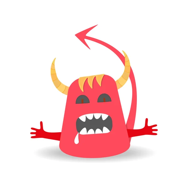 Cartoon cute Devil. Mostro su sfondo bianco . — Vettoriale Stock