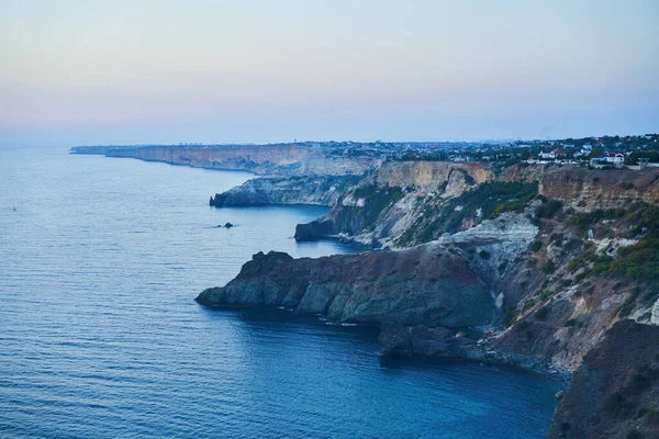 View at Cape Fiolent at blue hour after sunset. Beautiful seascape. — Stock Photo, Image